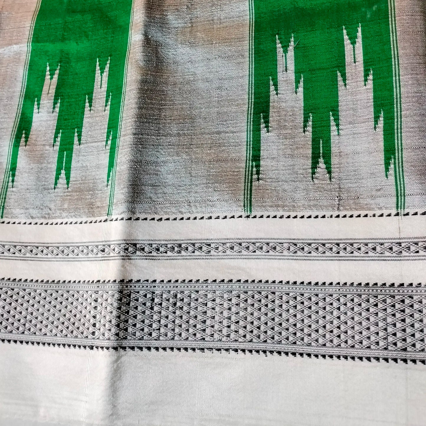 Ilkal Pure Cotton Saree Pista Green