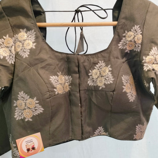Blouse with Banarasi Work Grey Colour