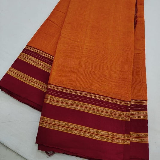 Ilkal Gayathri Satin Silk Orange with Marron