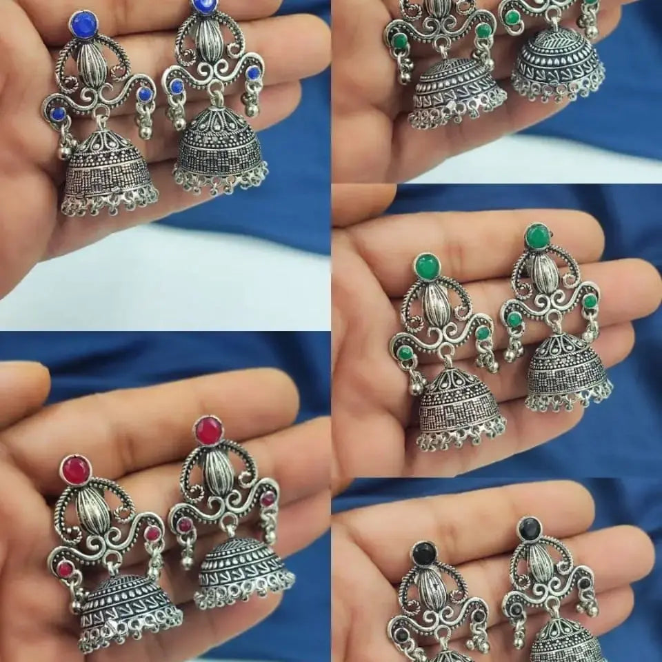 OXIDISED COLOURFUL JHUMKA