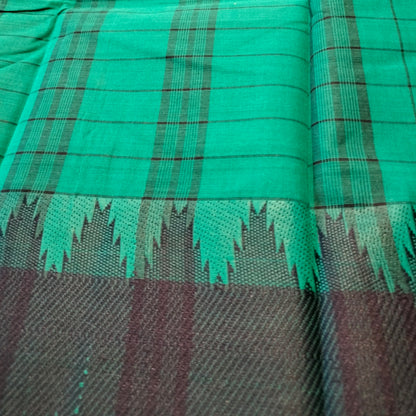 Chettinad Cotton green With Navy Blue