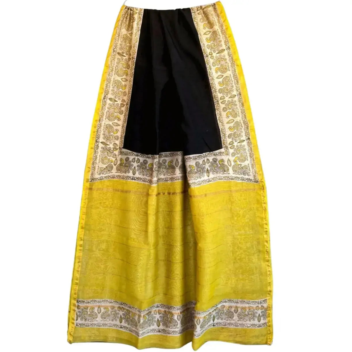 Chanderi Cotton Silk Saree Yellow with Black