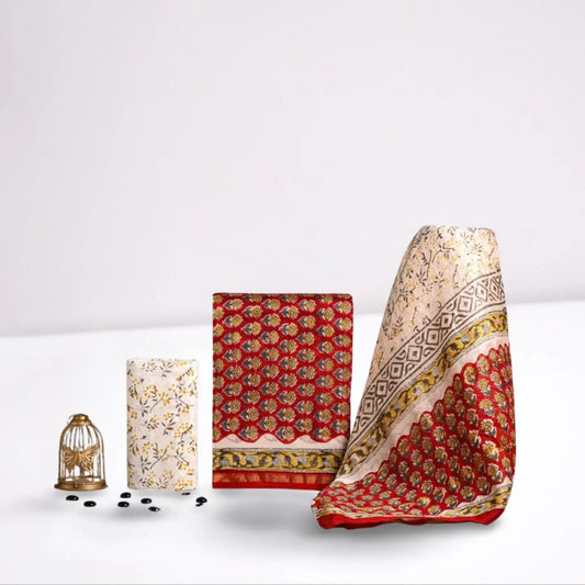 CHANDERI COTTON SILK SALWAR SUIT MAROON WITH WHITE