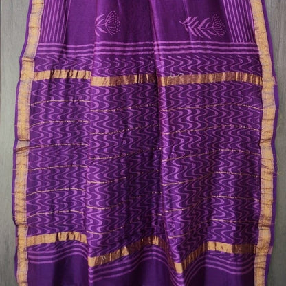 Maheshwari Cotton Silk Purple Waree