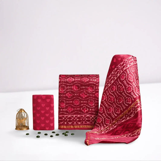 CHANDERI COTTON SILK SALWAR SUIT MAJENTA & MAROON