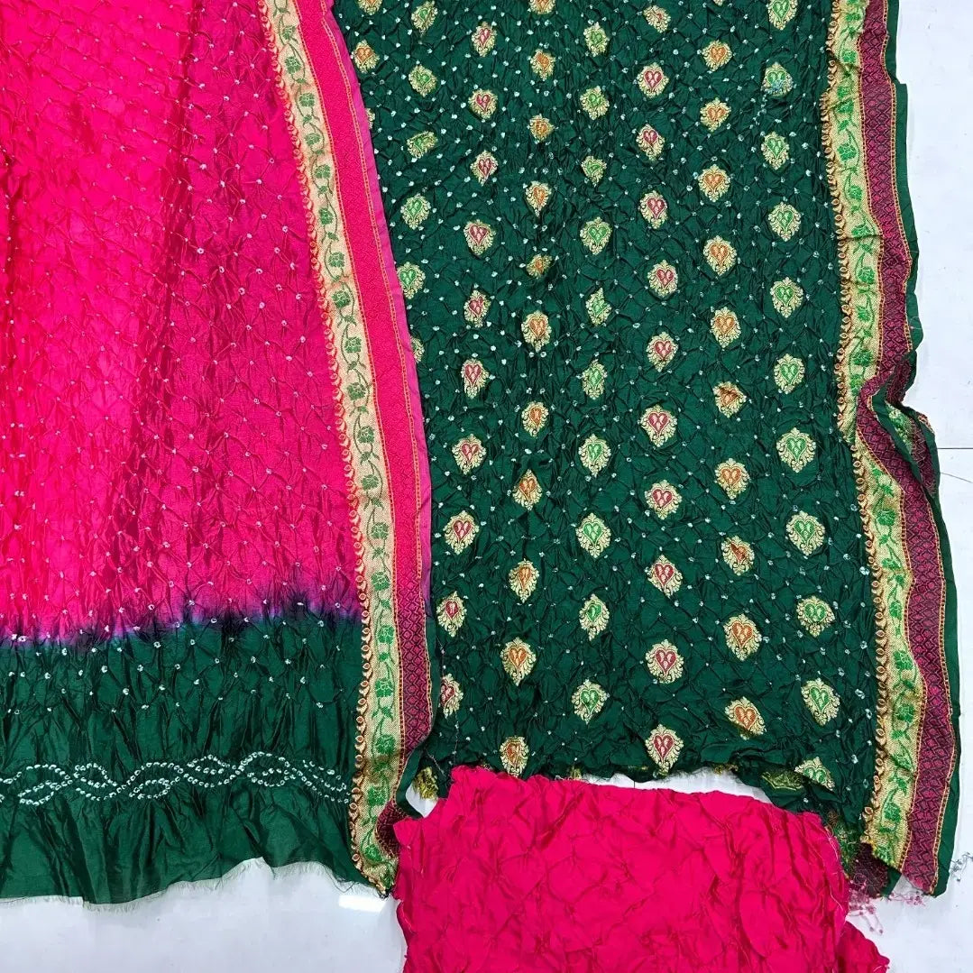 Dupion Bandhej Silk Salwar Green