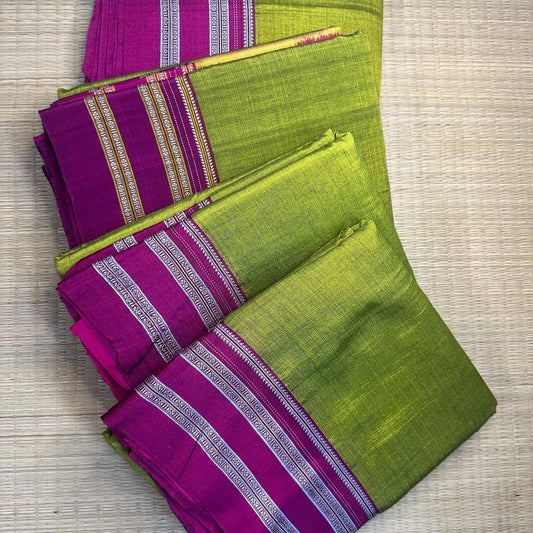 Gayathri Ilkal Satin Silk Saree Green With Majenta