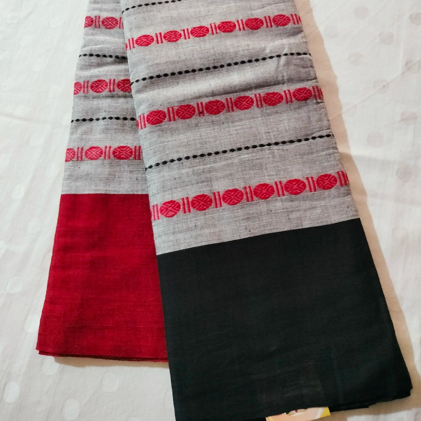 DhanaiKhali Black With Maroon Saree