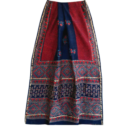 Chanderi Cotton Silk Saree Blue with Red