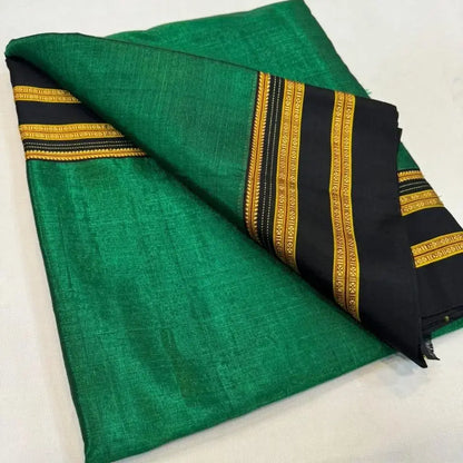 Ilkal Satin Silk Saree Green With Black