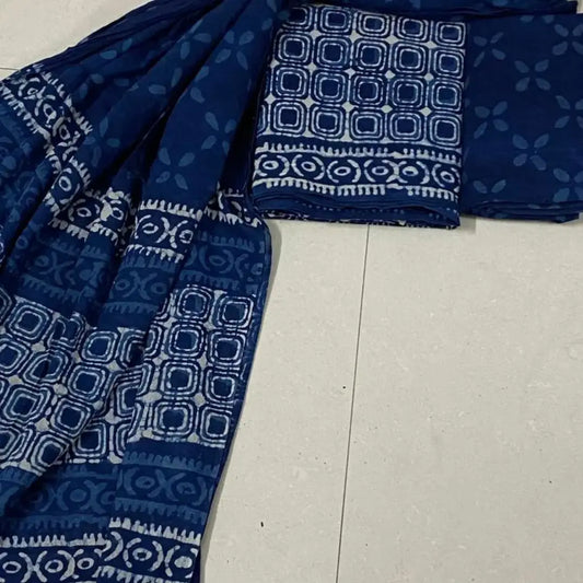 Cotton indigo Salwar Suit Blue 4