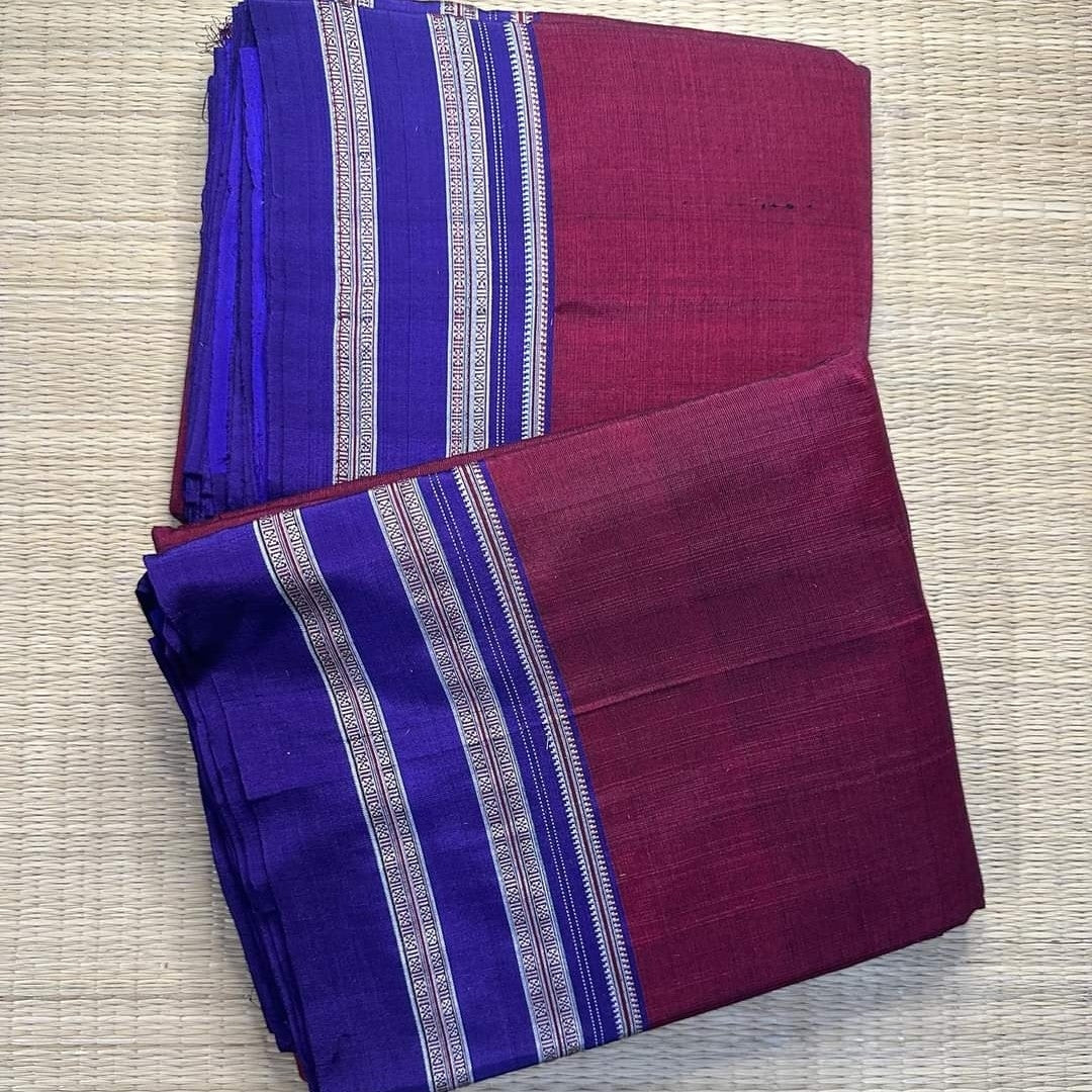 Gayathri Ilkal Satin Silk Maroon With Purple