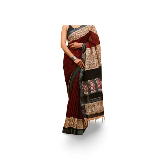 LINEN COTTON SILK MAROON COLOUR