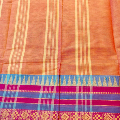 Chettinad Cotton Peach Colour saree