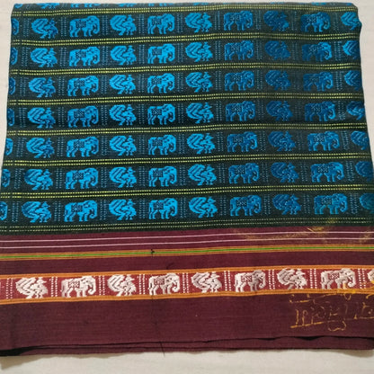 Khana Blouse Piece Blue with Maroon Border