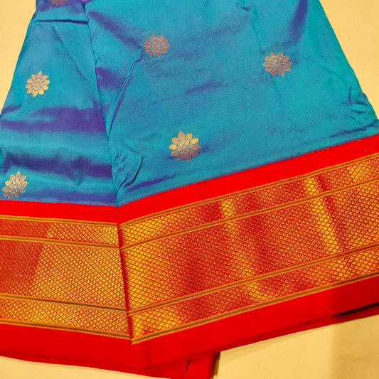 Paithani Pure Silk With Peacock Blue