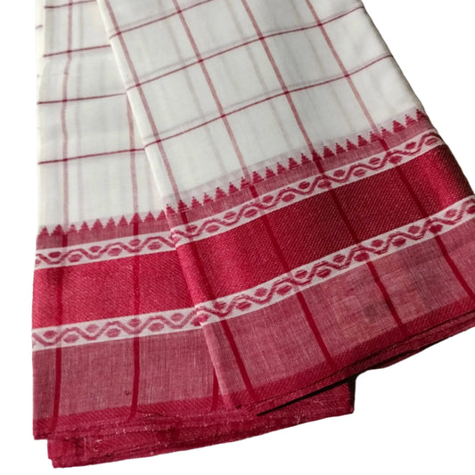 Dhaniakhali Saree White with Red