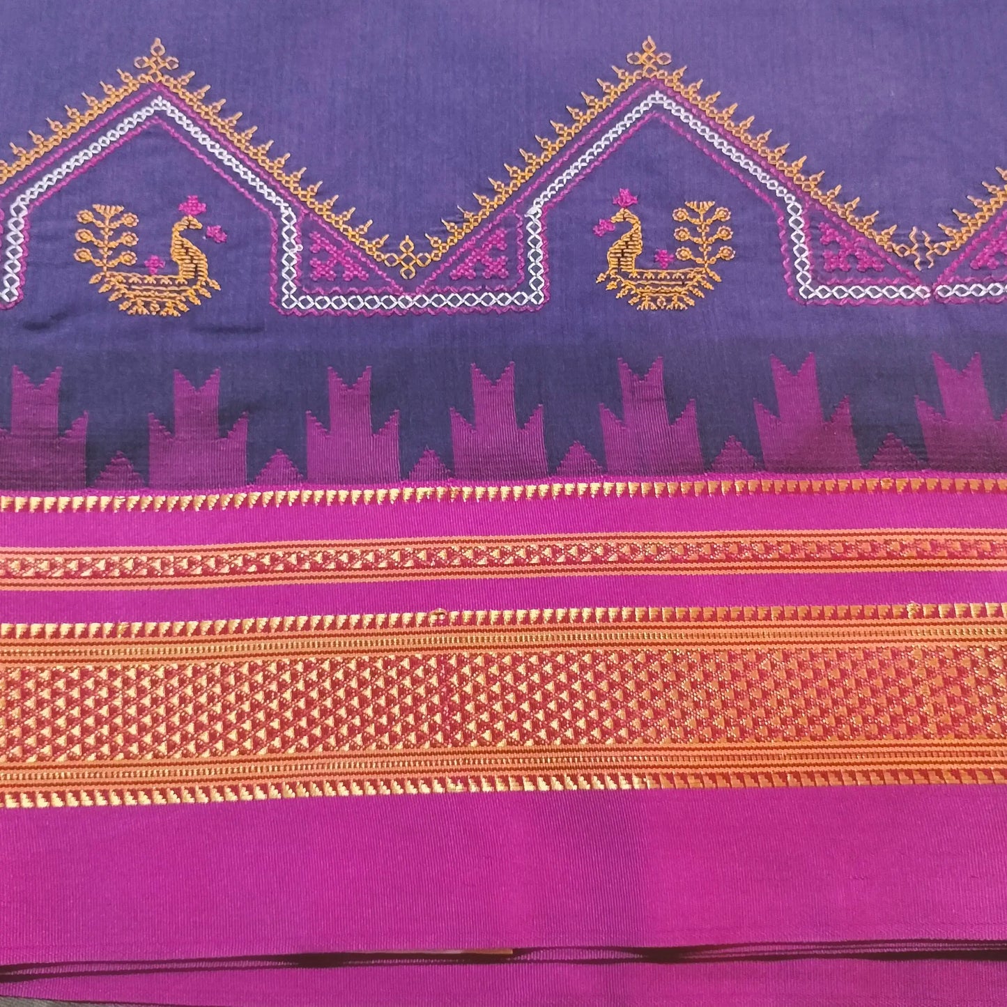 Kasuti Ilkal Saree Light Purple With Majenta