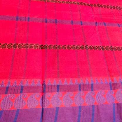 Chettinad Cotton Red with Blue saree