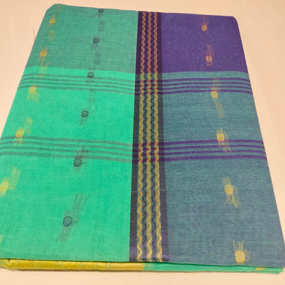 Cotton Handloom Green With Blue