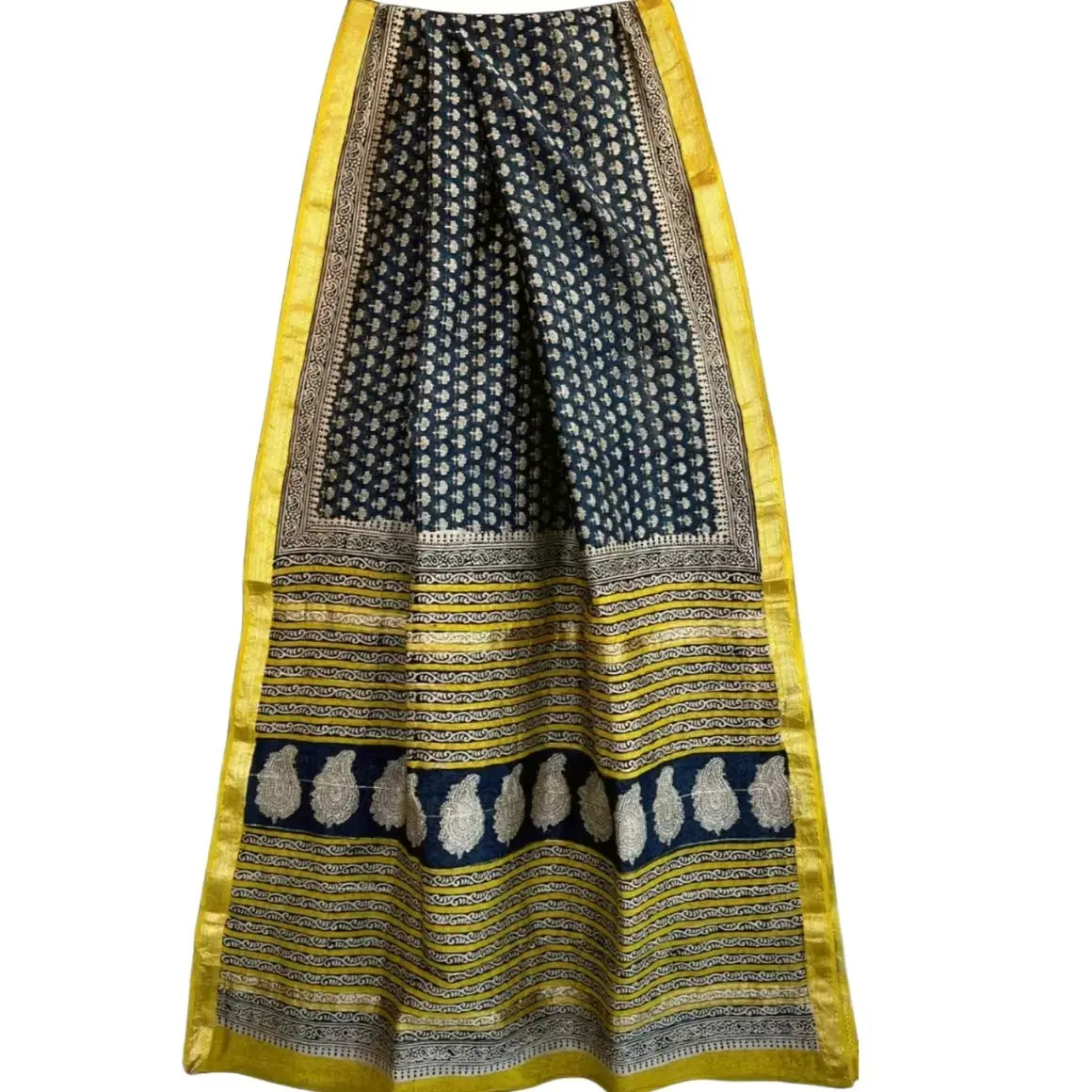 Maheshwari Cotton Silk Blue with Yellow