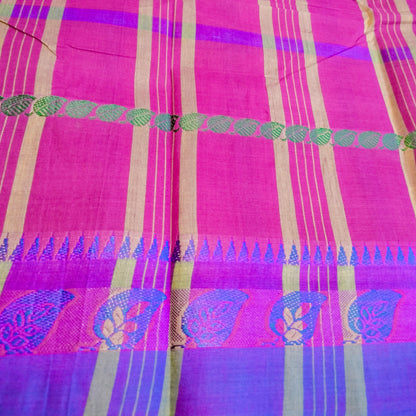 Chettinad Cotton Purple With Navy blue