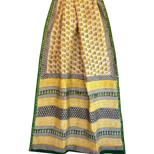 Chanderi Cotton Silk Cream with Yellow