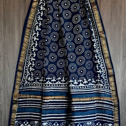 Maheshwari Cotton Silk INDIGO Blue Saree