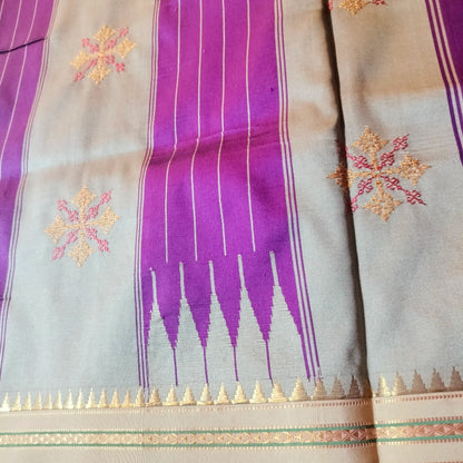 Kasuti Ilkal saree Purple With Cream