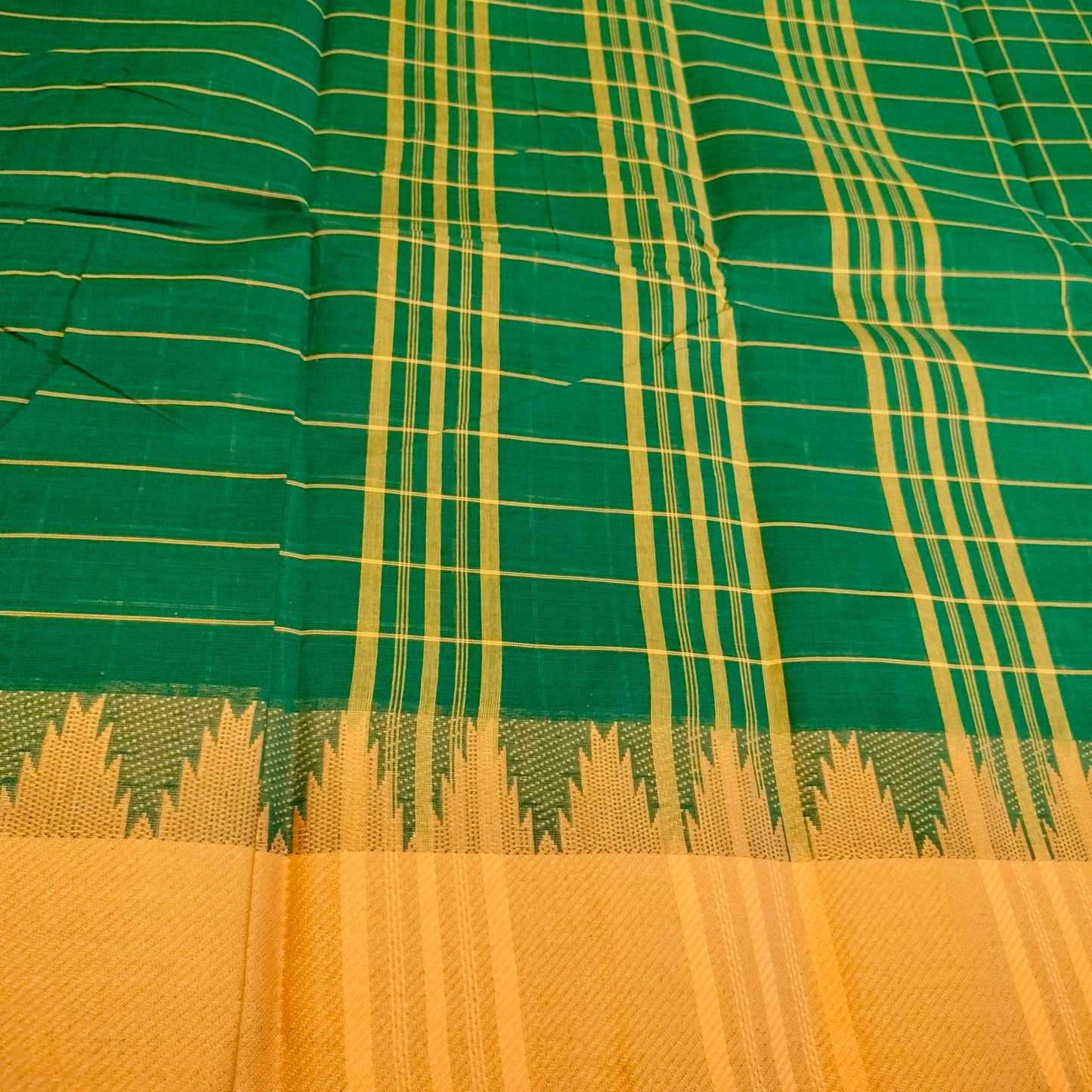 Chettinad Cotton Green with Yellow Saree