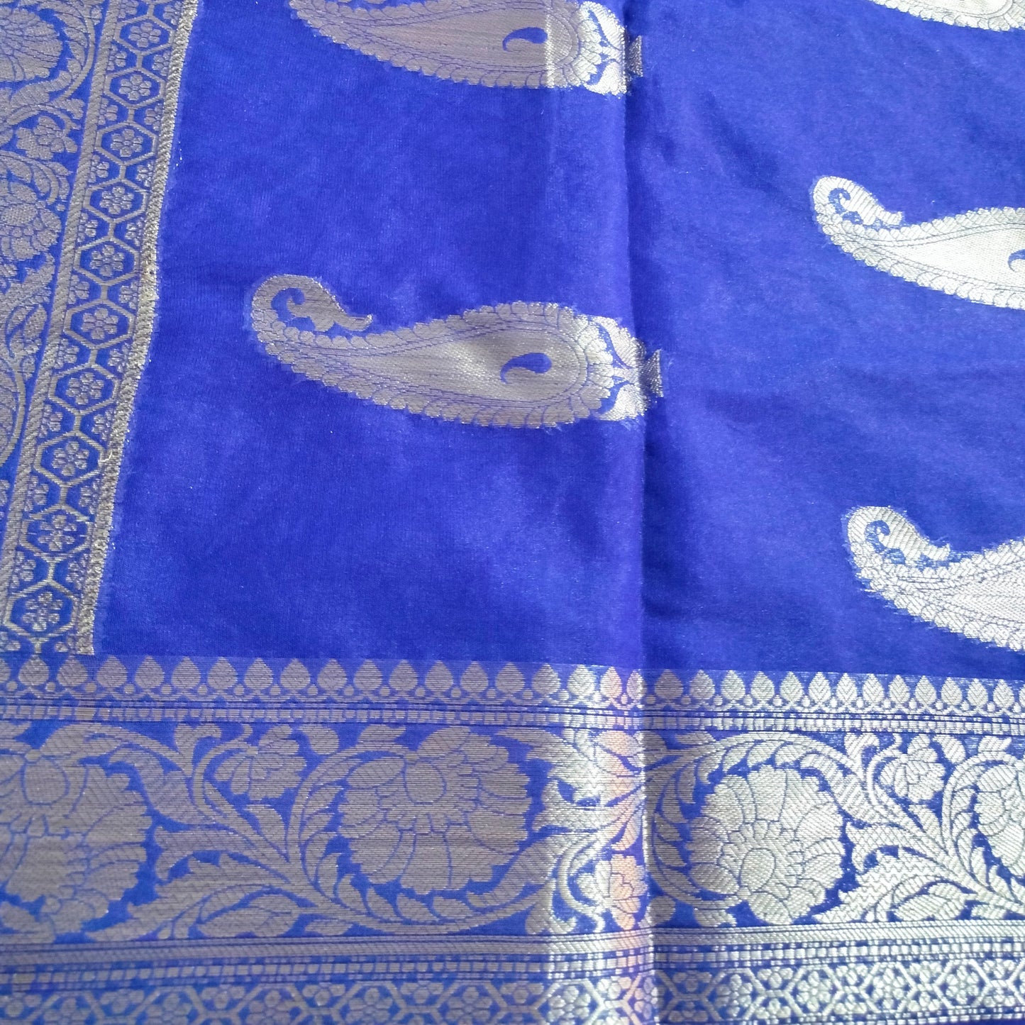 Semi Georgette Banarasi Royal Blue Saree