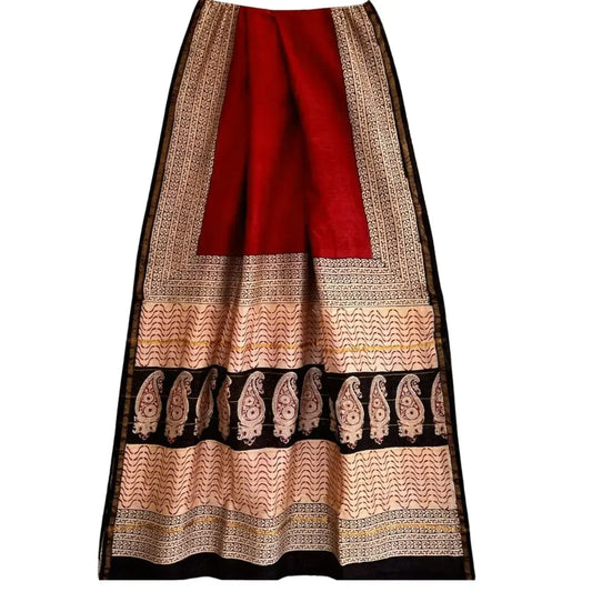 Chanderi Cotton Silk Saree Marron