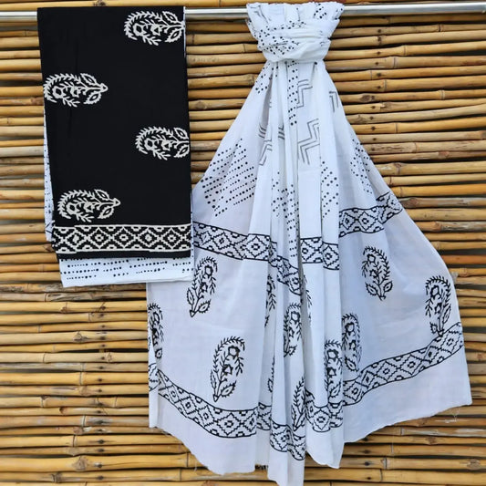 HANDBLOCK PRINT COTTON SUIT BLACK & WHITE