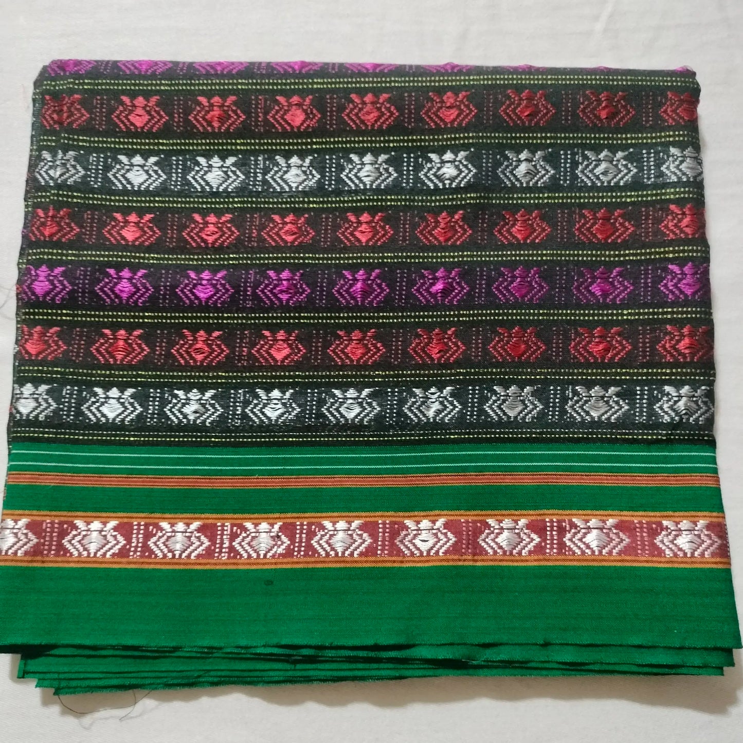 Khana Blouse Pieces Multicolour with green Border