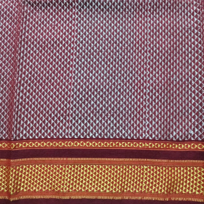 Khana Blouse Piece Silver With Maroon