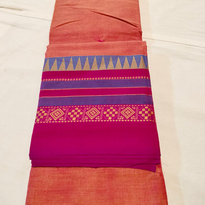 Chettinad Cotton Peach Colour saree