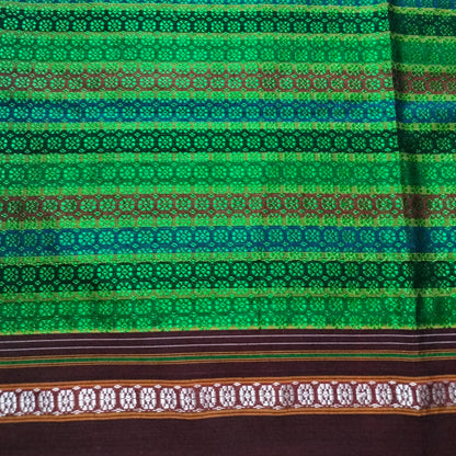Khana Blouse Piece Green Multicolour with Maroon Border