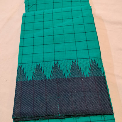 Chettinad Cotton green With Navy Blue