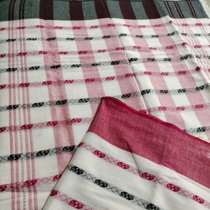 Dhaniakhali Saree Red with Grey