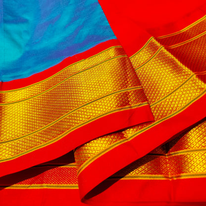 Paithani Pure Silk With Peacock Blue