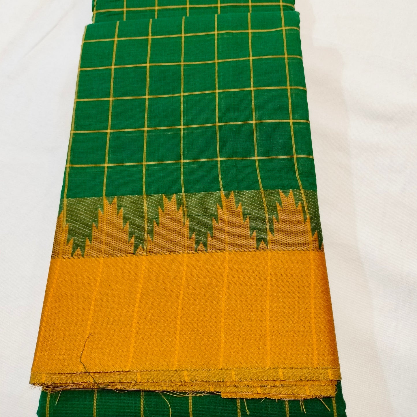 Chettinad Cotton Green with Yellow Saree