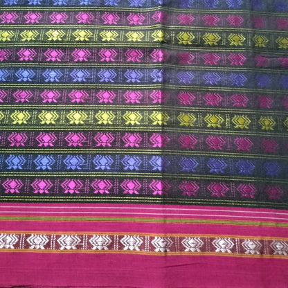 Khana blouse Multi Colour With Majenta Border