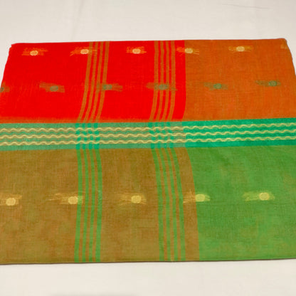 Cotton Handloom Orange with green