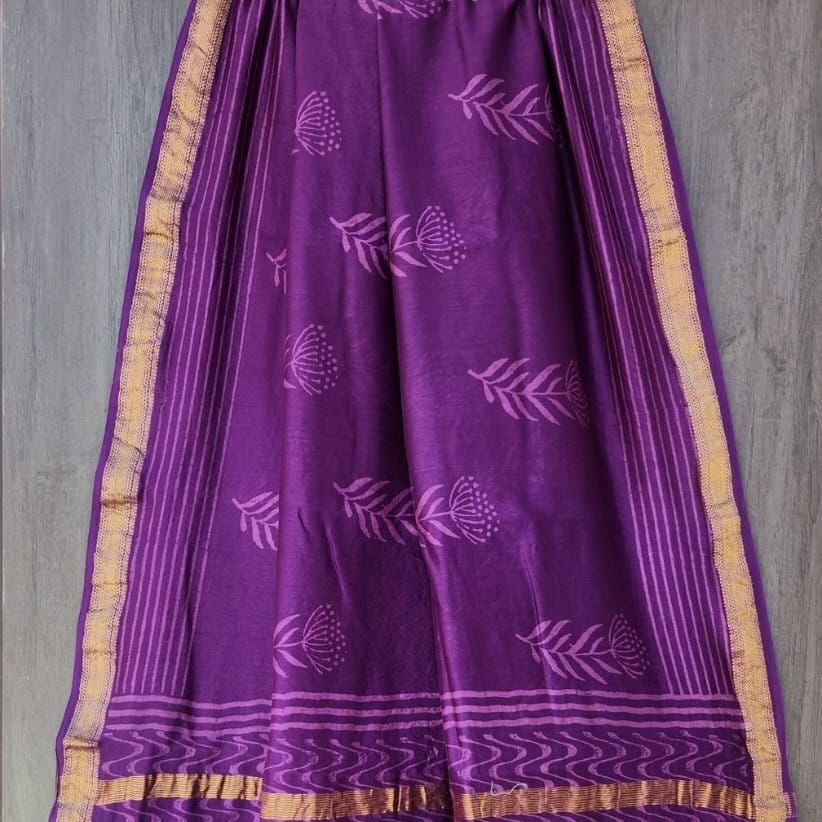 Maheshwari Cotton Silk Purple Waree