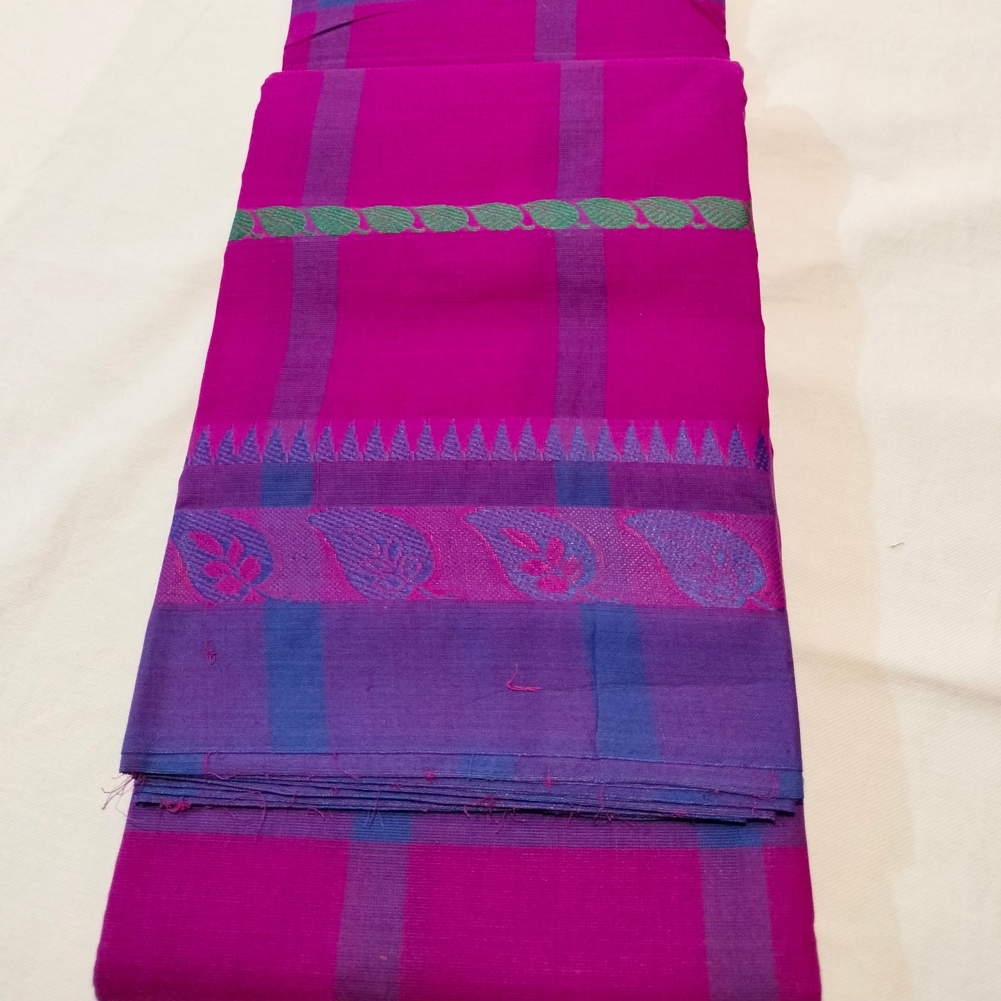 Chettinad Cotton Purple With Navy blue