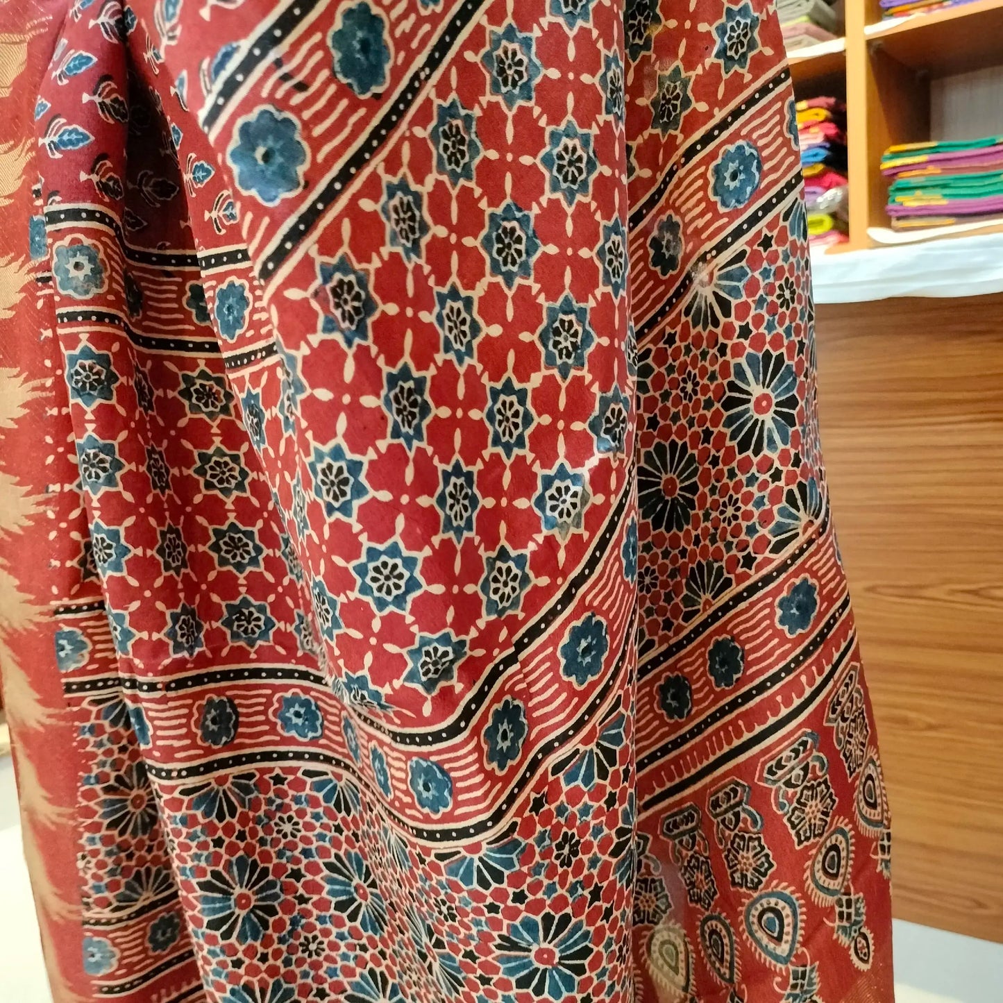 Ajrakh Modal Dola Silk Marron