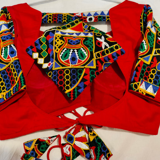 Red blouse With Patch Work