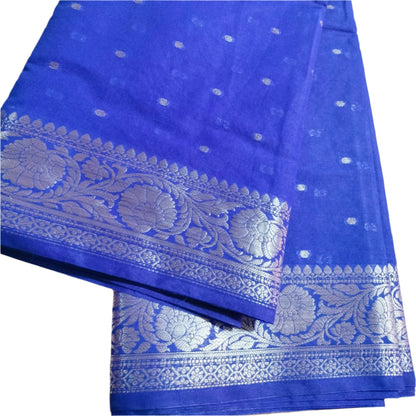 Semi Georgette Banarasi Royal Blue Saree