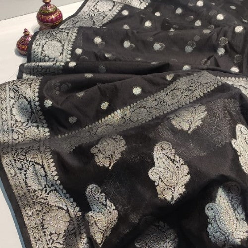 Banarasi Semi Georgette With Buta Silk Saree