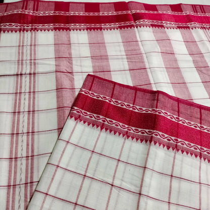 Dhaniakhali Saree White with Red